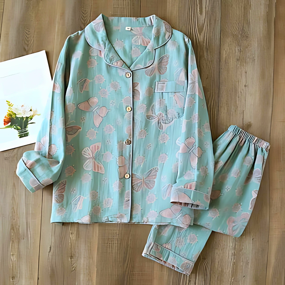 Katoenen Loungewear Set met Vlinderprint Vrouwen