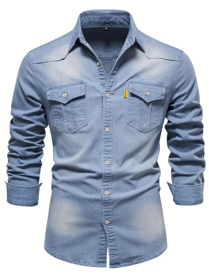 Klassiek Heren Denim Overhemd Regular Fit