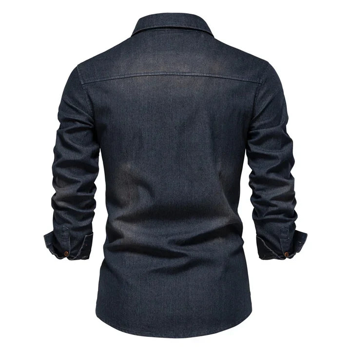 Klassiek Heren Denim Overhemd Regular Fit