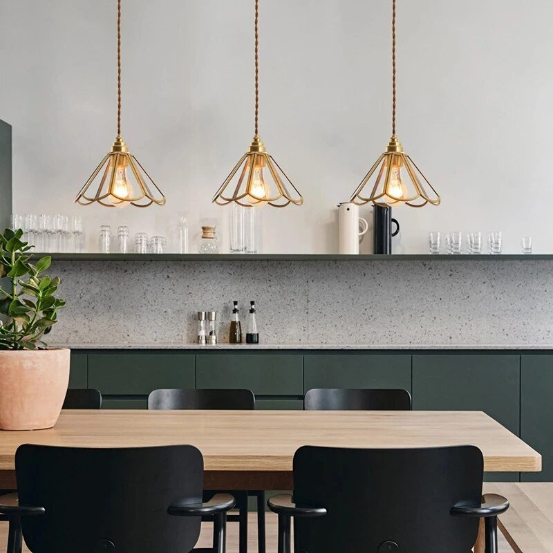 Kleurrijke Vintage Hanglamp - Messing Sfeer