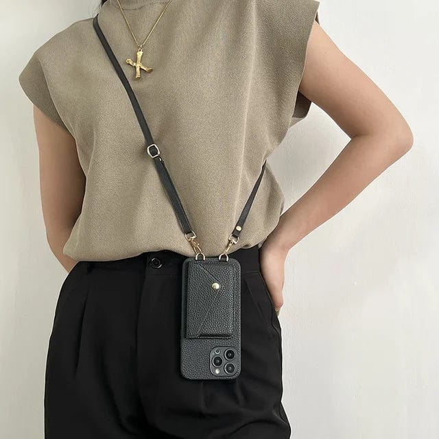 Lederen Crossbody Telefoonhoes met Pasjeshouder