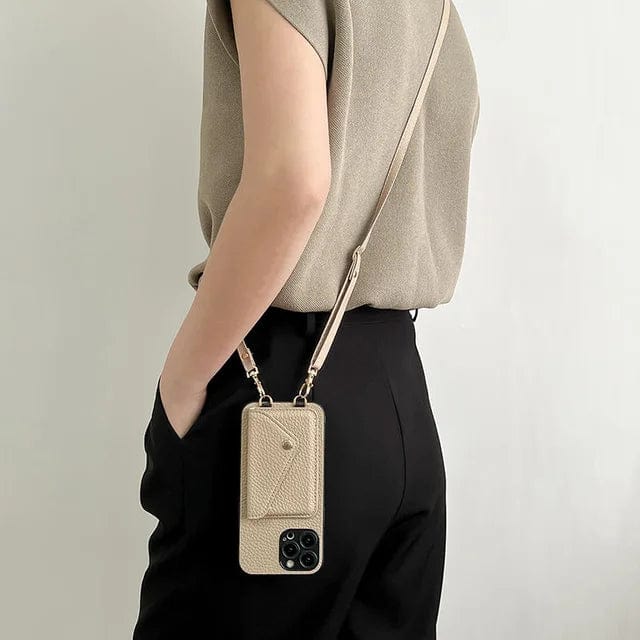 Lederen Crossbody Telefoonhoes met Pasjeshouder