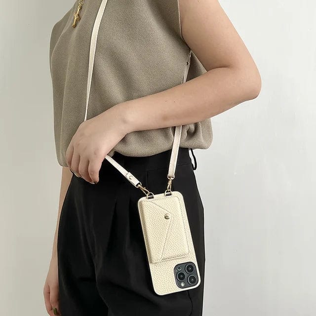 Lederen Crossbody Telefoonhoes met Pasjeshouder