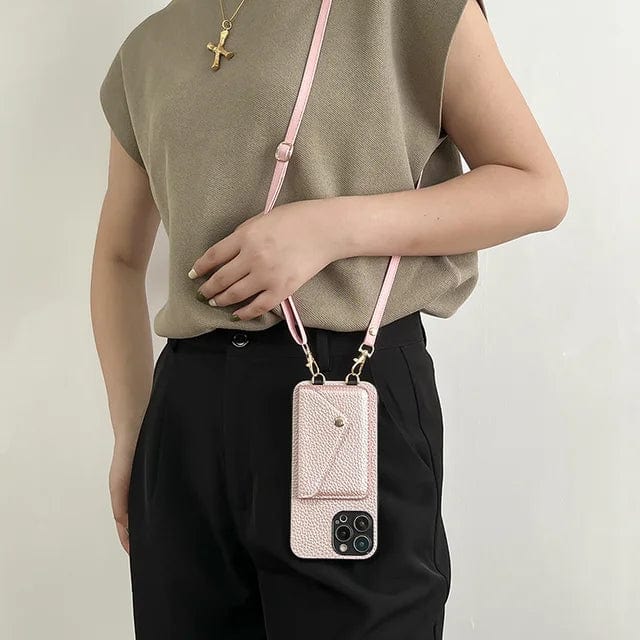 Lederen Crossbody Telefoonhoes met Pasjeshouder