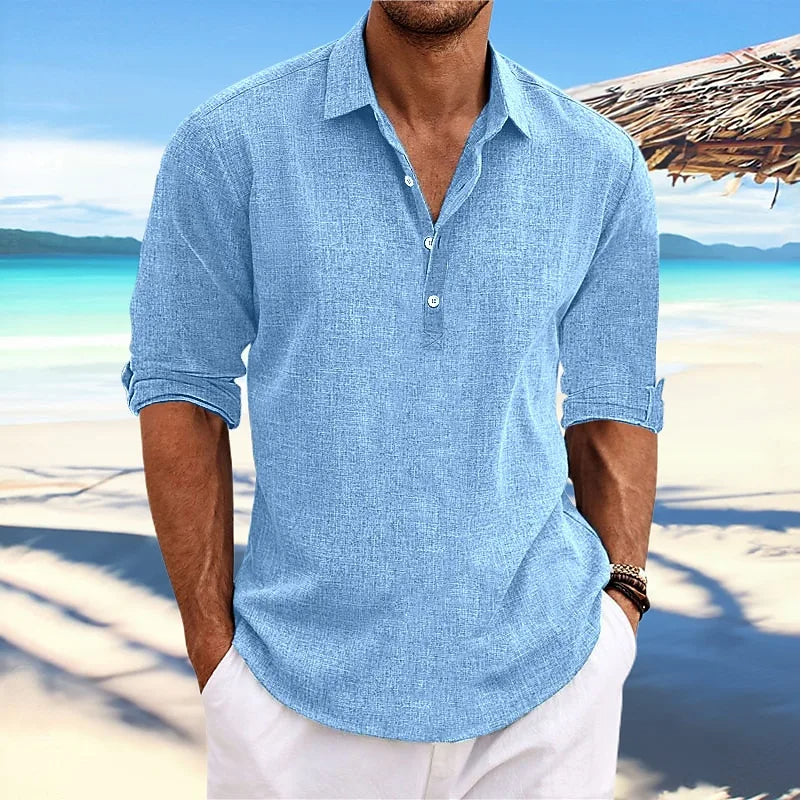 Linnen Heren Shirt met Lange Mouwen