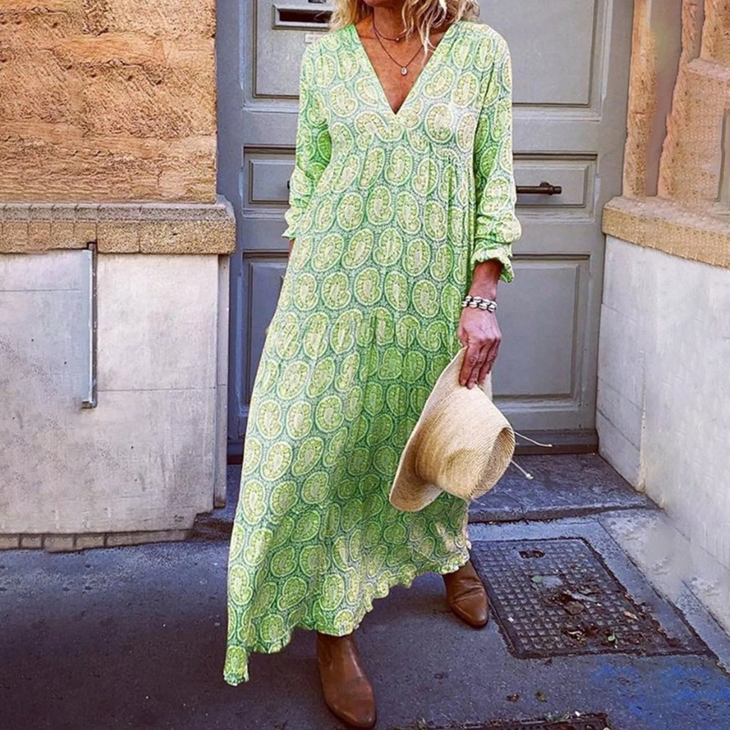 Liora Maxi Zomerjurk Geometrische Print Boho