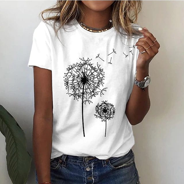 Losvallend Dames T-shirt met Paardenbloemprint