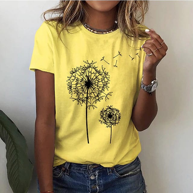 Losvallend Dames T-shirt met Paardenbloemprint