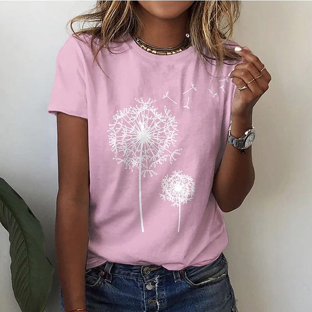 Losvallend Dames T-shirt met Paardenbloemprint