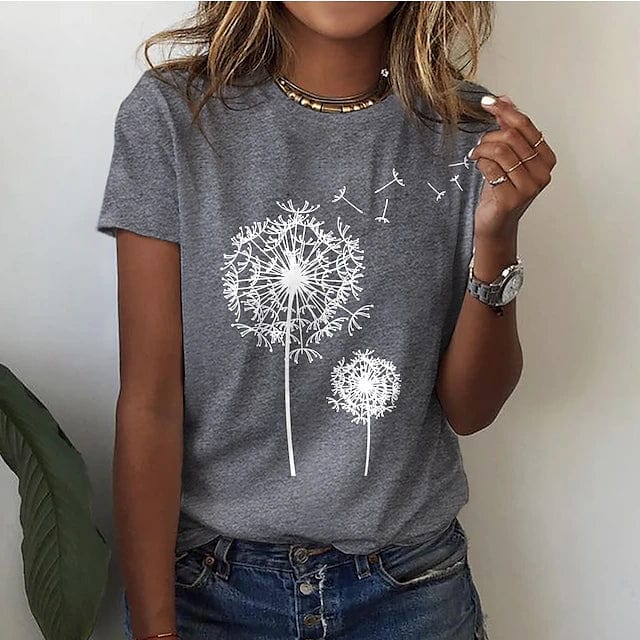 Losvallend Dames T-shirt met Paardenbloemprint