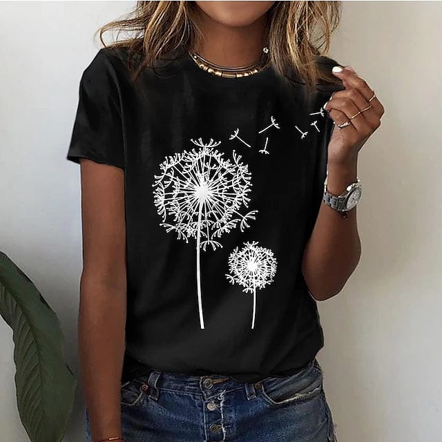 Losvallend Dames T-shirt met Paardenbloemprint