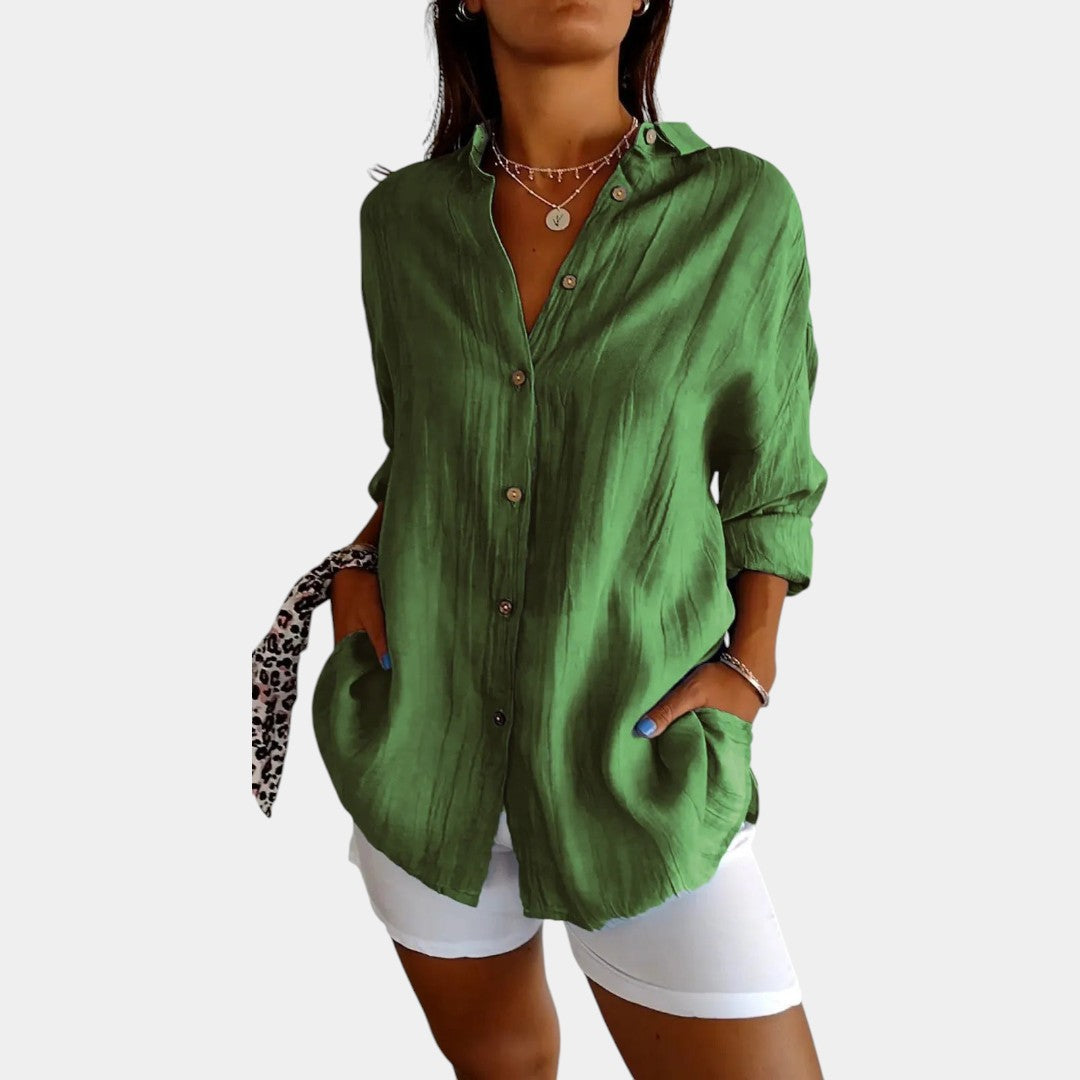 Luchtige Katoen-Linnen Damesblouse Comfort Fit