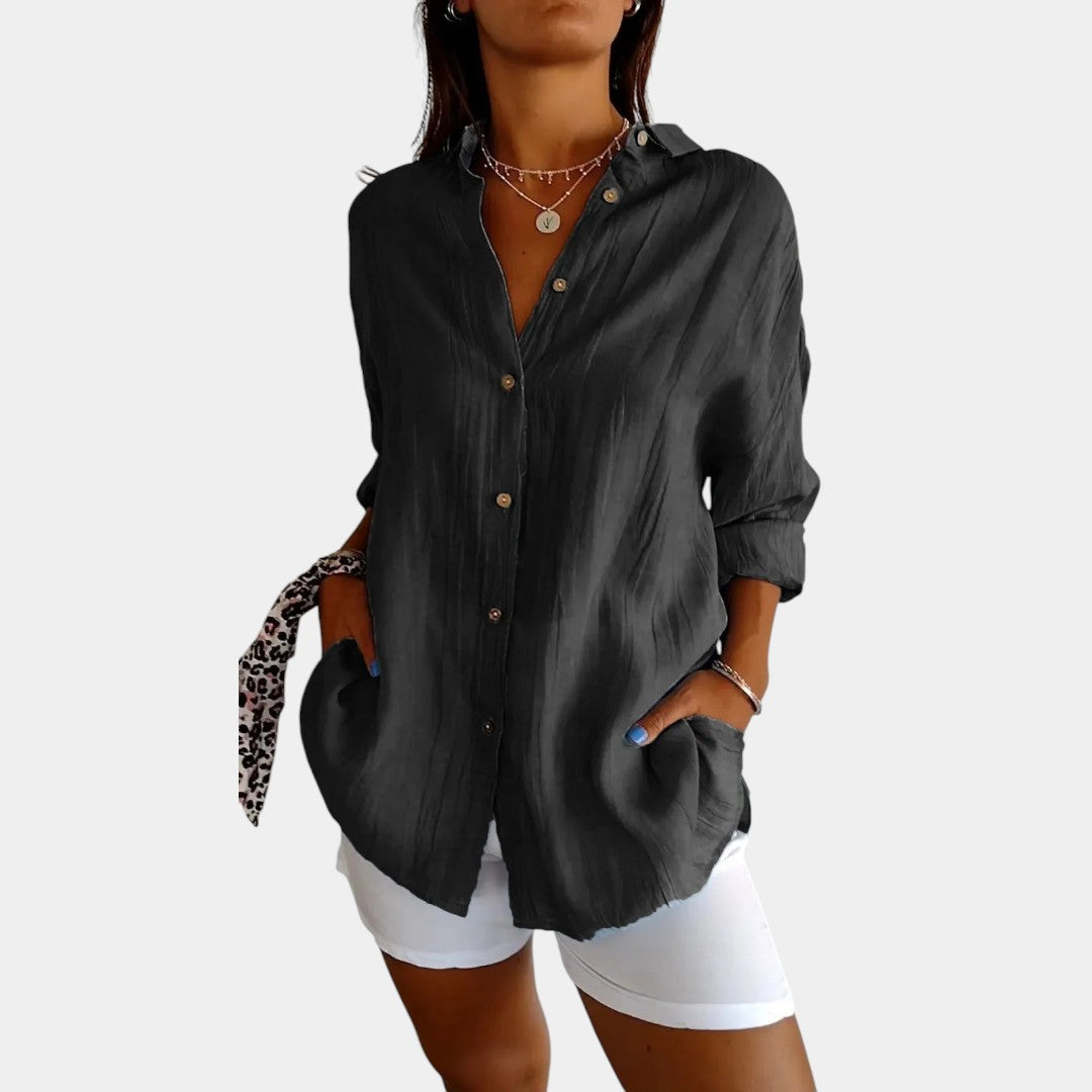 Luchtige Katoen-Linnen Damesblouse Comfort Fit