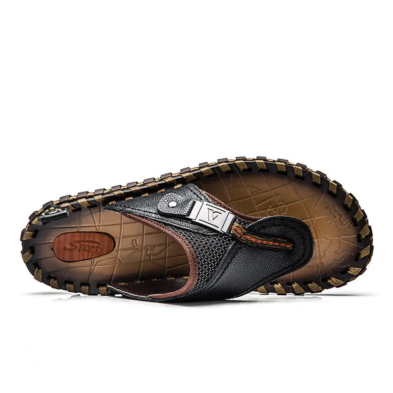 Luxe Leren Teenslippers Voor Heren