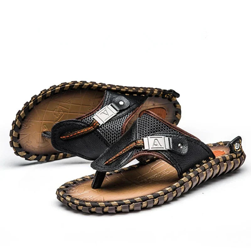 Luxe Leren Teenslippers Voor Heren