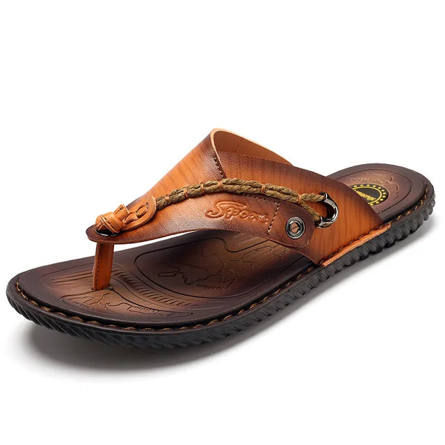 Luxe Leren Teenslippers Voor Heren