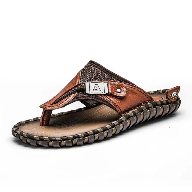 Luxe Leren Teenslippers Voor Heren