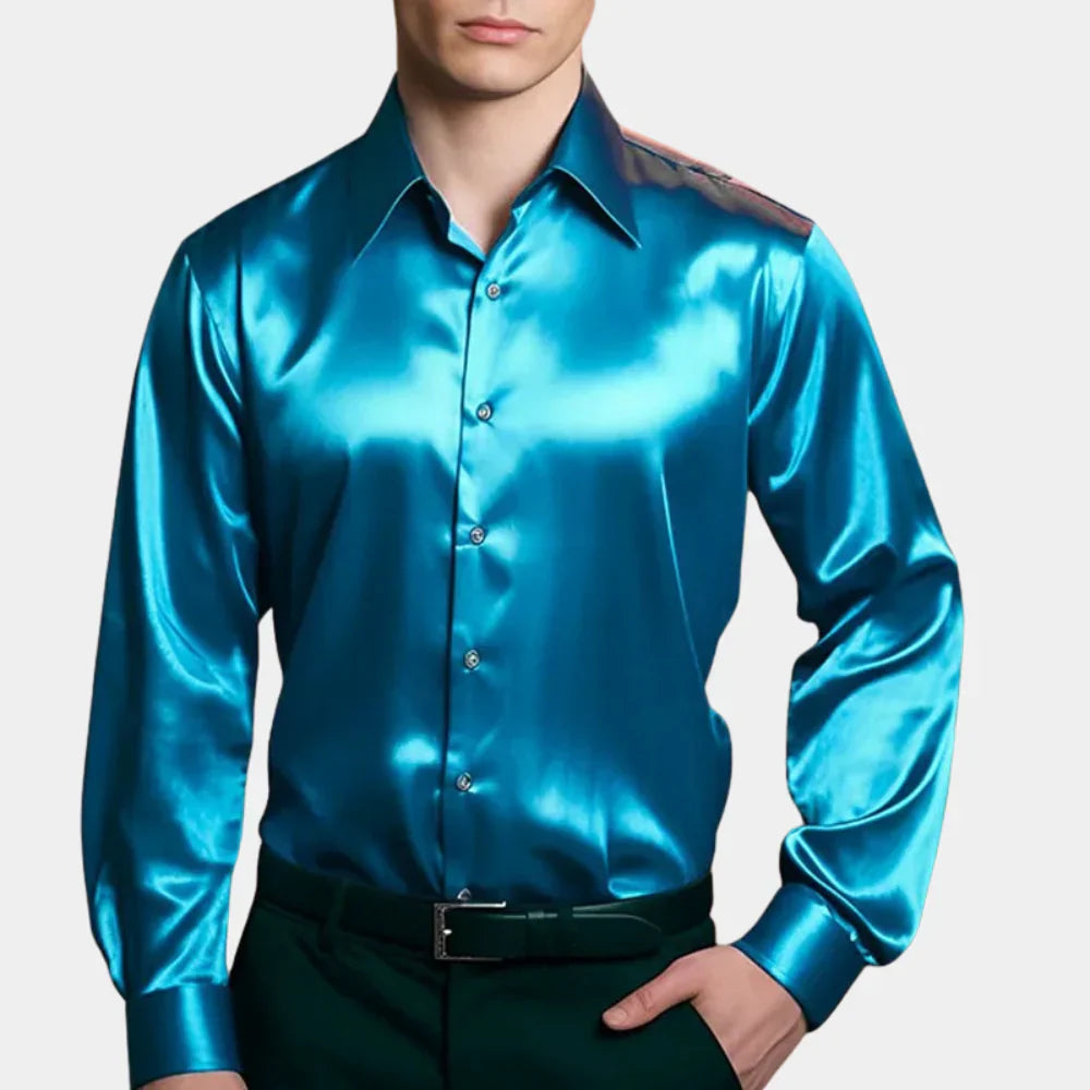 Luxe Satijnen Slim Fit Overhemd Heren