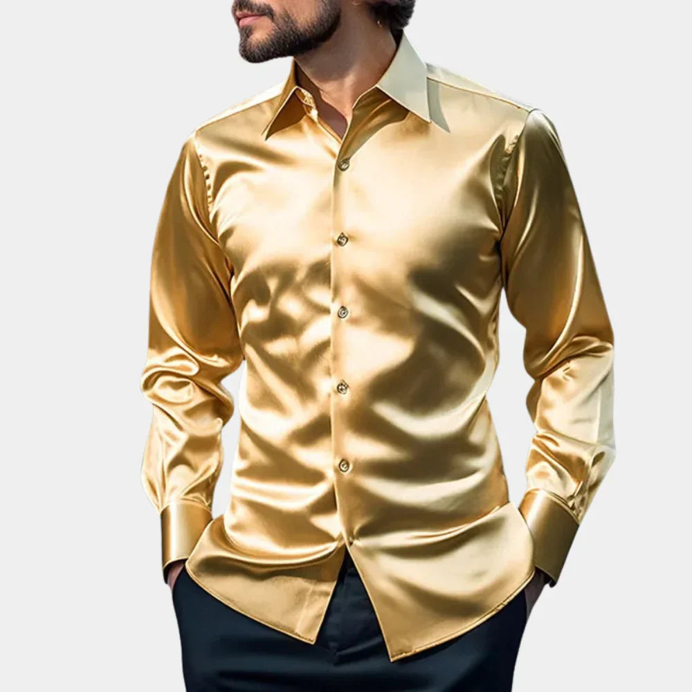 Luxe Satijnen Slim Fit Overhemd Heren