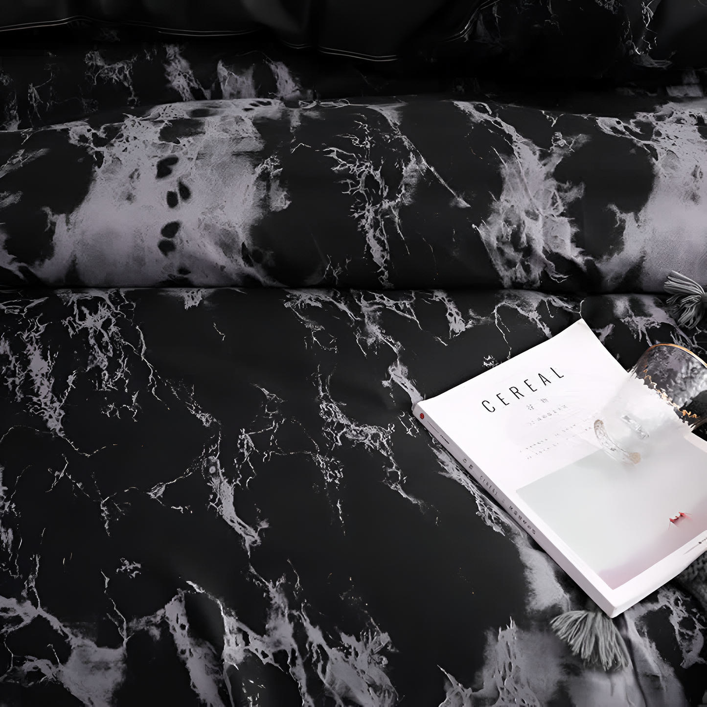 Luxe Zwart Marmer Dekbedovertrekset