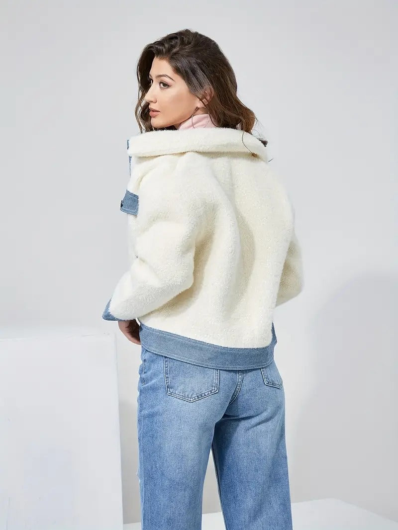 Marry Dames Denim Jas Patchwork Stijl