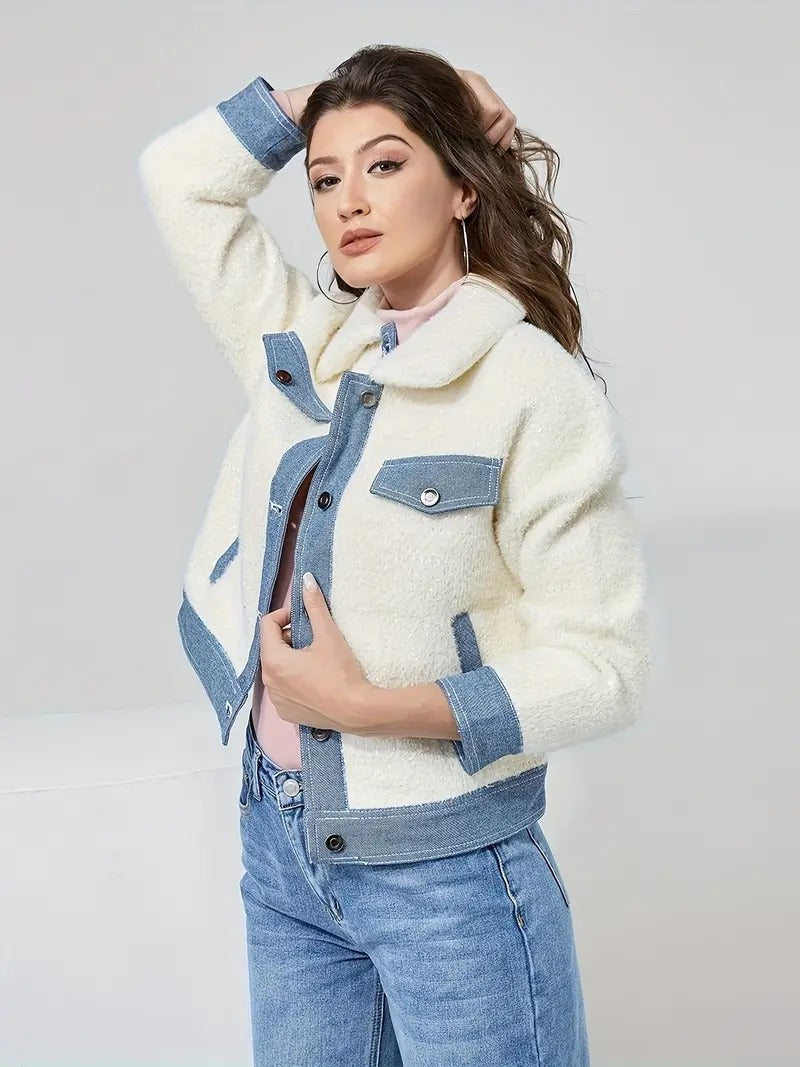 Marry Dames Denim Jas Patchwork Stijl