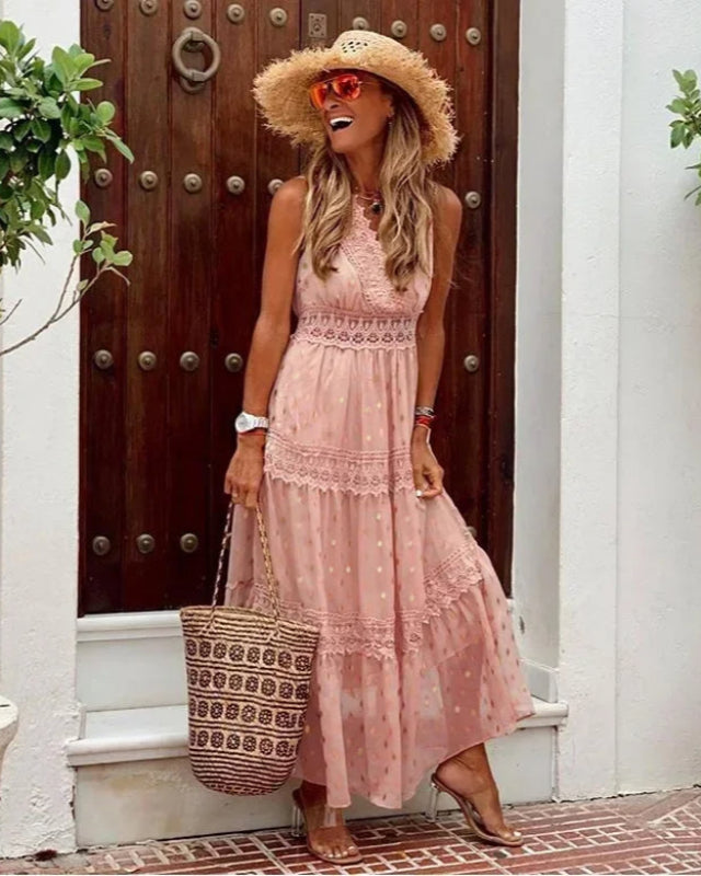 Maxi Jurk met Print en V-Hals