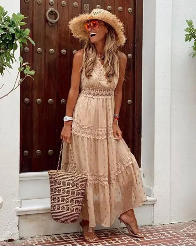 Maxi Jurk met Print en V-Hals