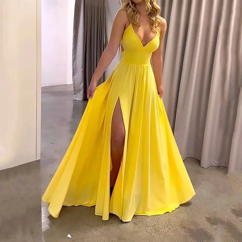 Maxi-jurk Zomermode Bretels Split Taille