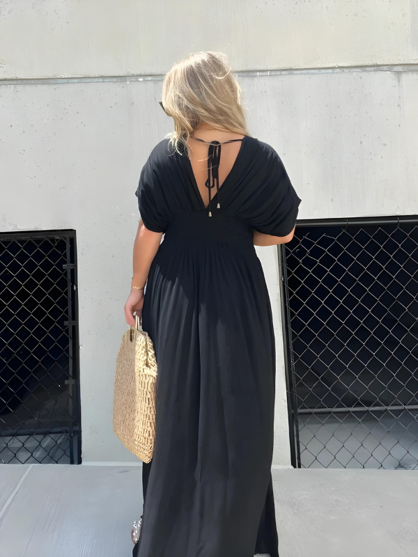 Maxi-jurk met V-hals en split