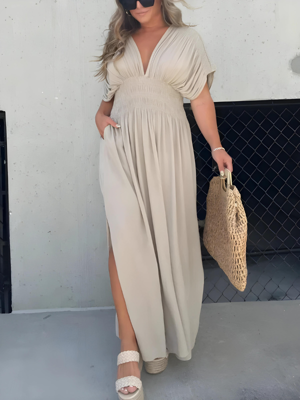 Maxi-jurk met V-hals en split