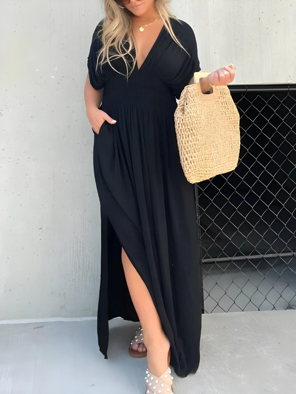 Maxi-jurk met V-hals en split