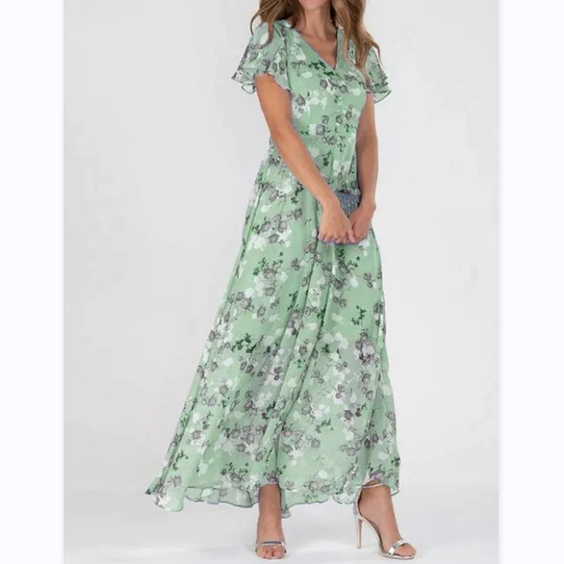 Maxi-jurk met Vlindermouwen en Bloemenprint