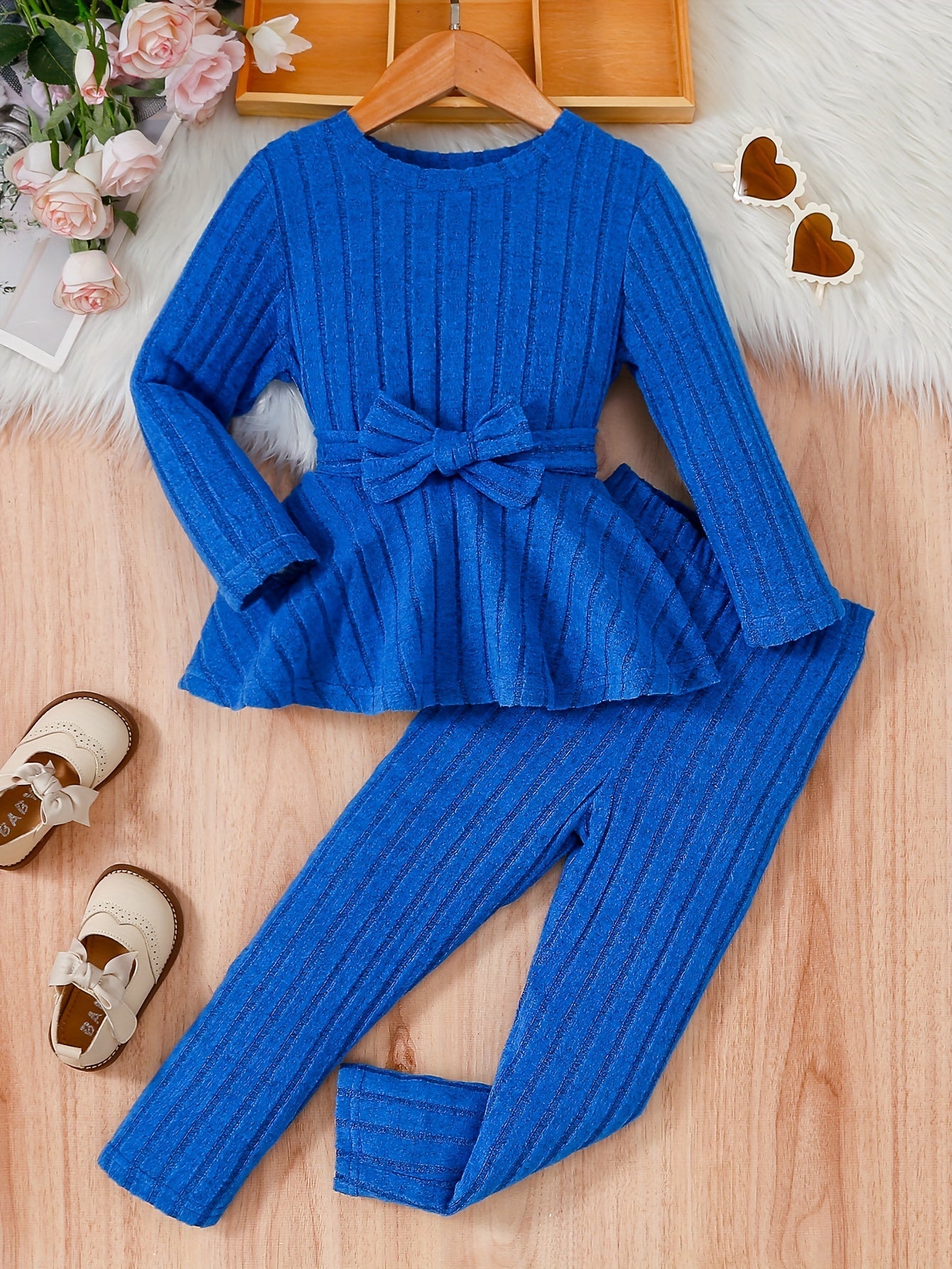 Meisjes 2-delige outfit met strik en broek