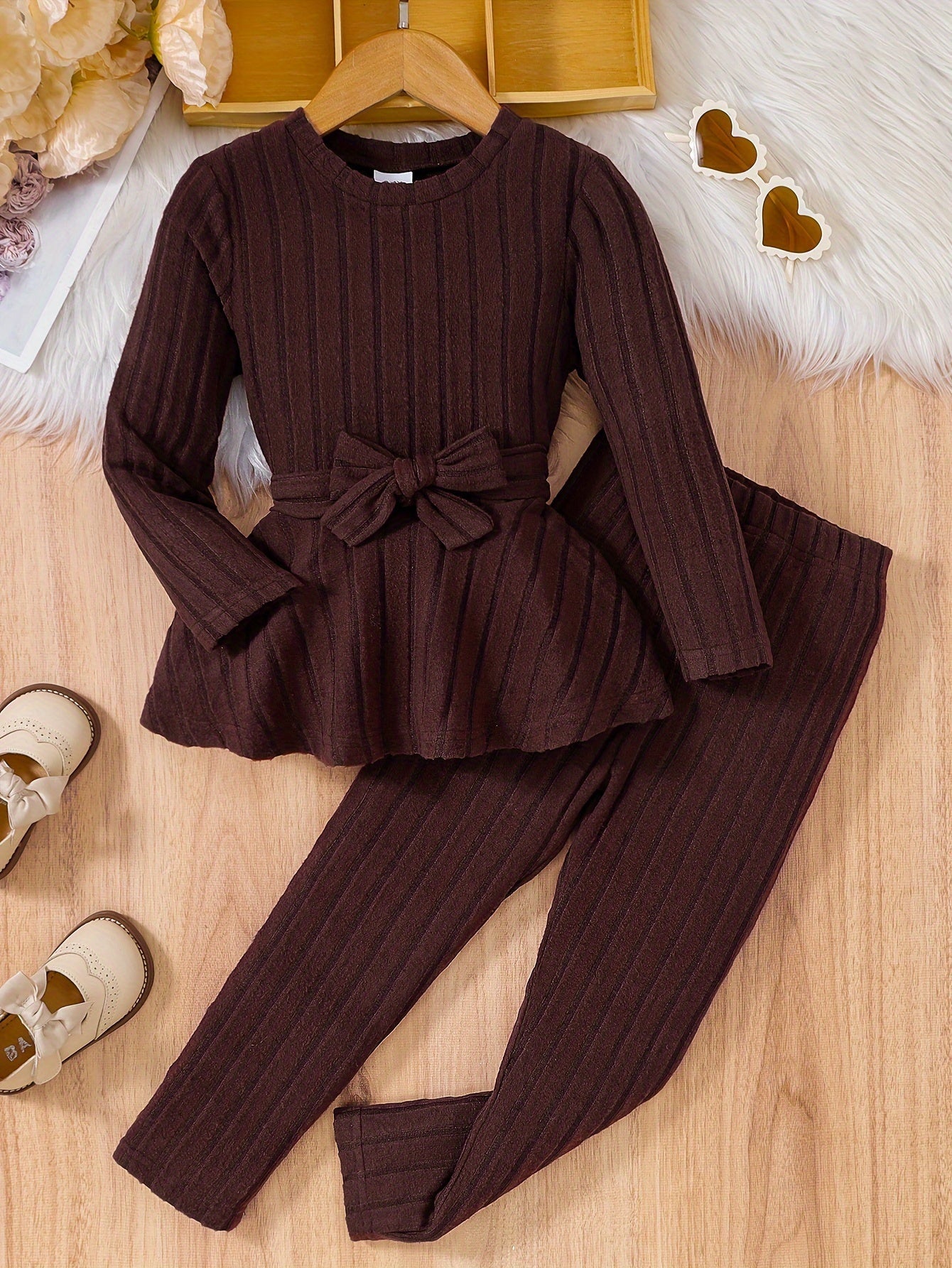 Meisjes 2-delige outfit met strik en broek