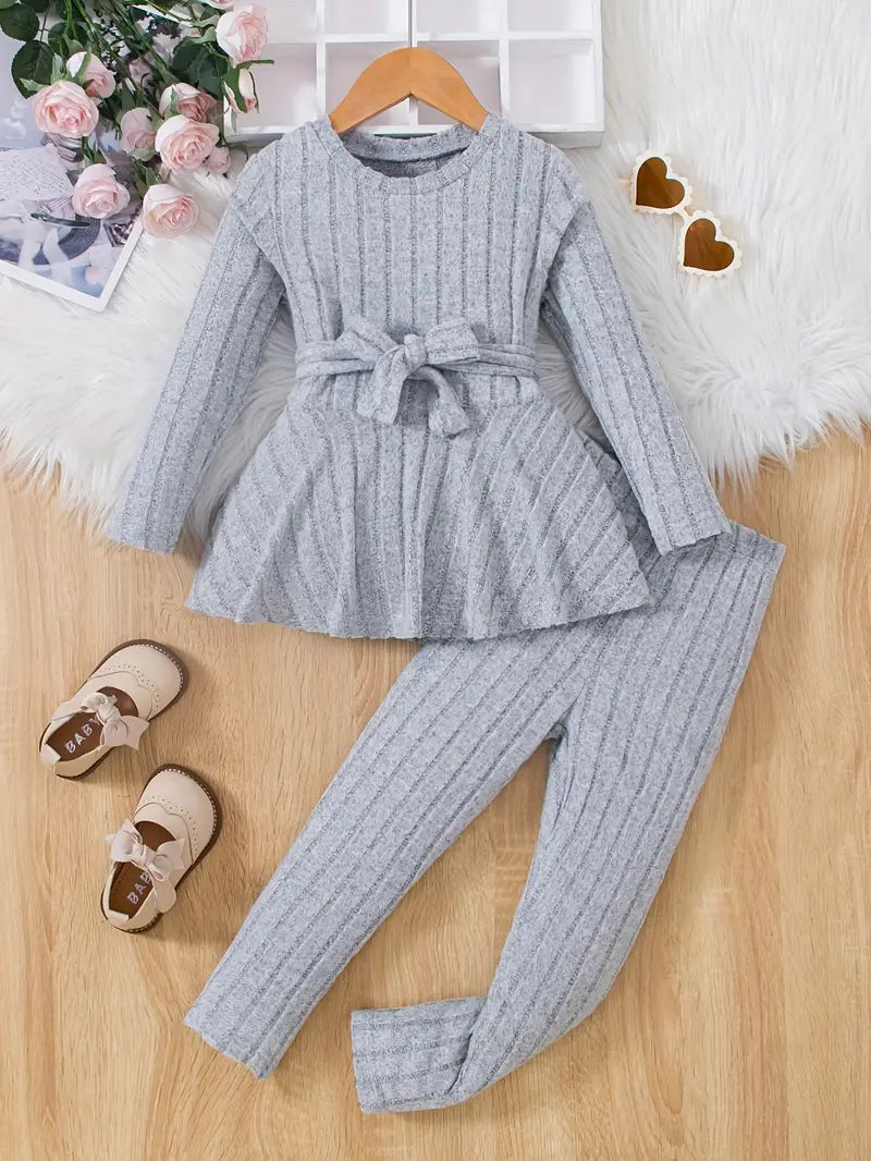 Meisjes 2-delige outfit met strik en broek