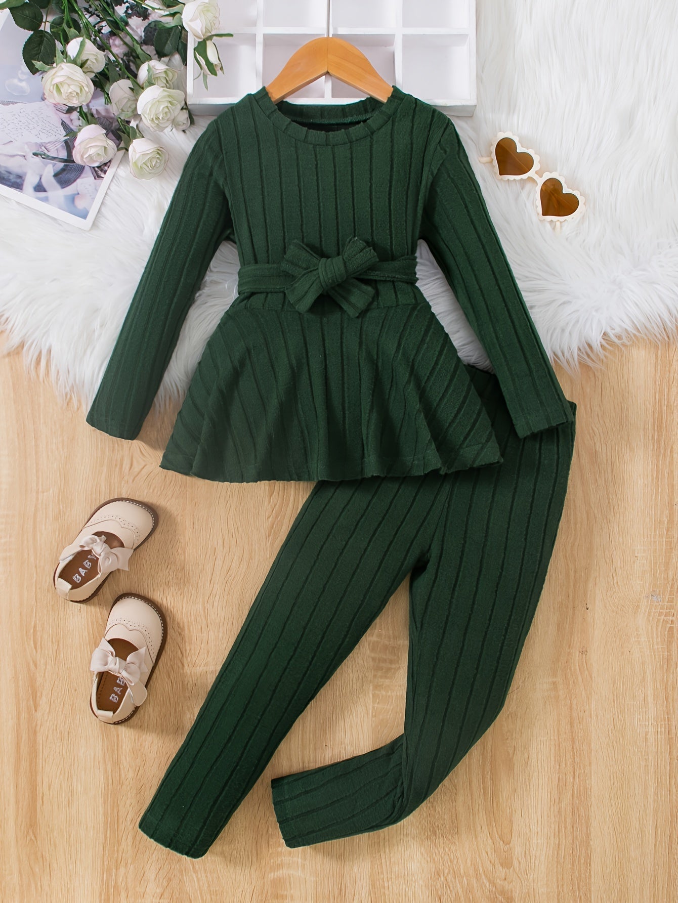 Meisjes 2-delige outfit met strik en broek