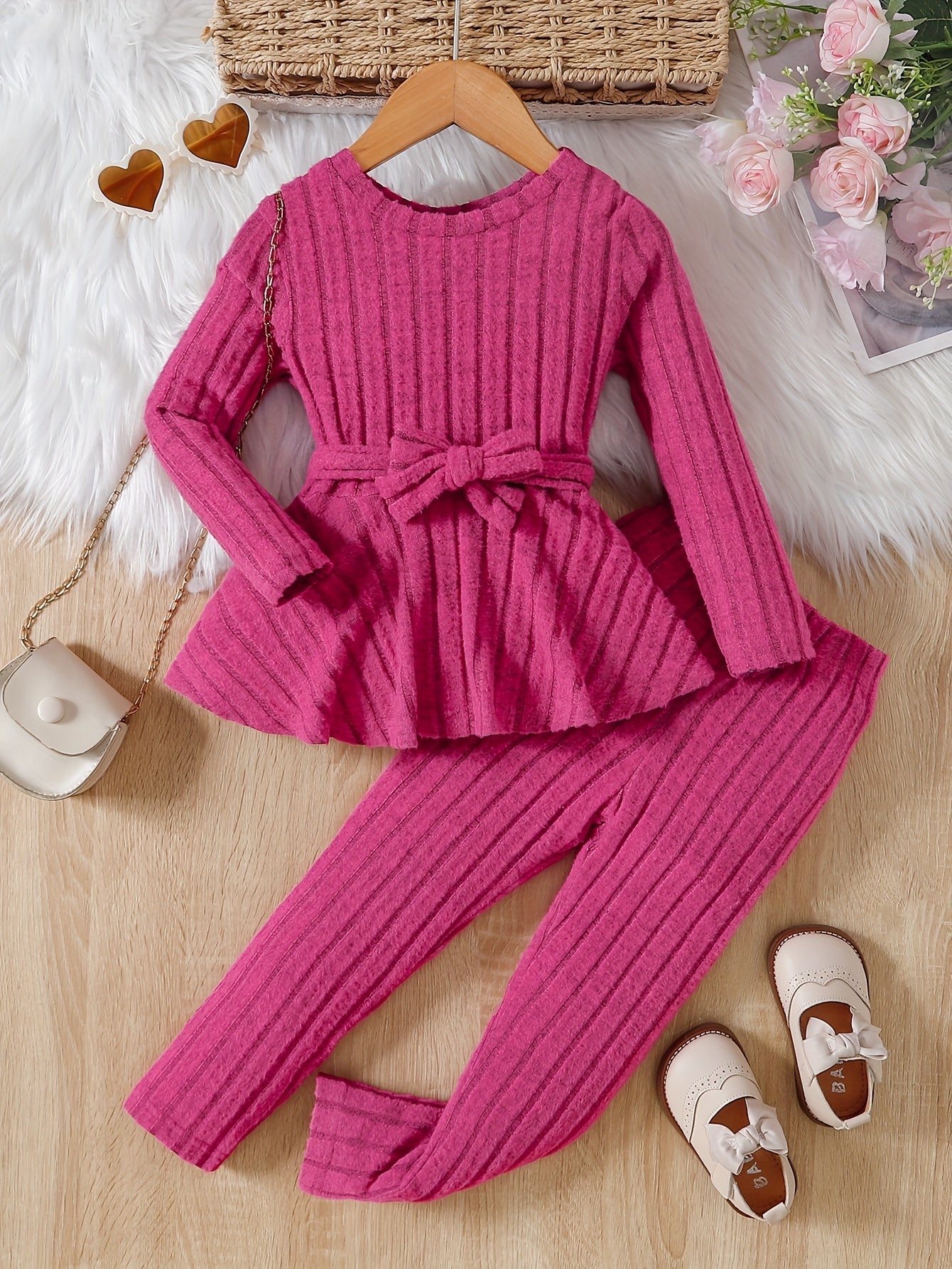Meisjes 2-delige outfit met strik en broek