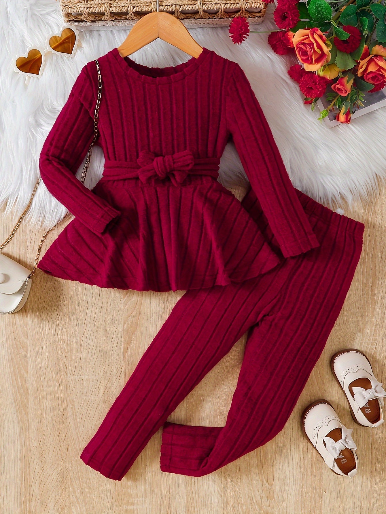 Meisjes 2-delige outfit met strik en broek