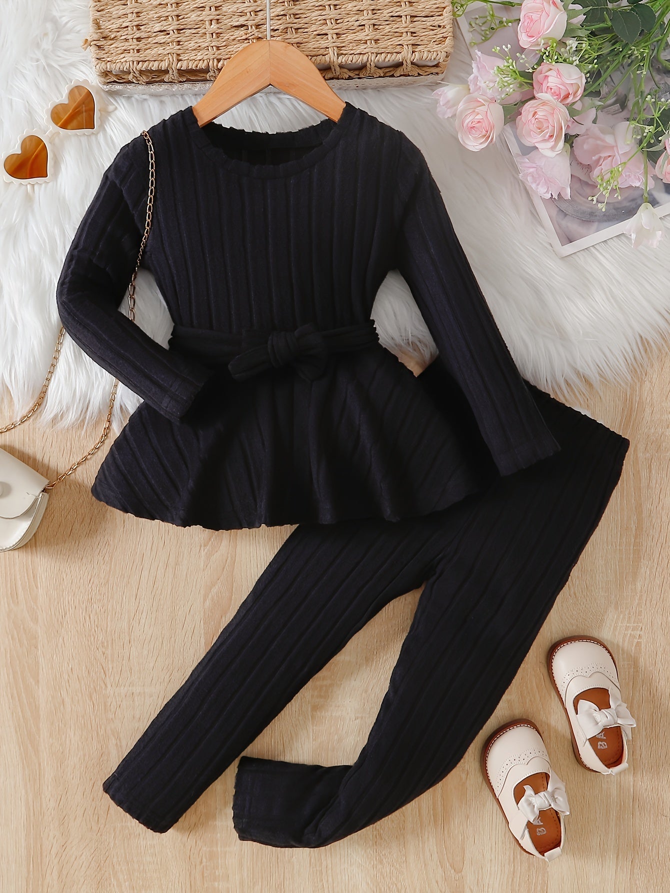 Meisjes 2-delige outfit met strik en broek