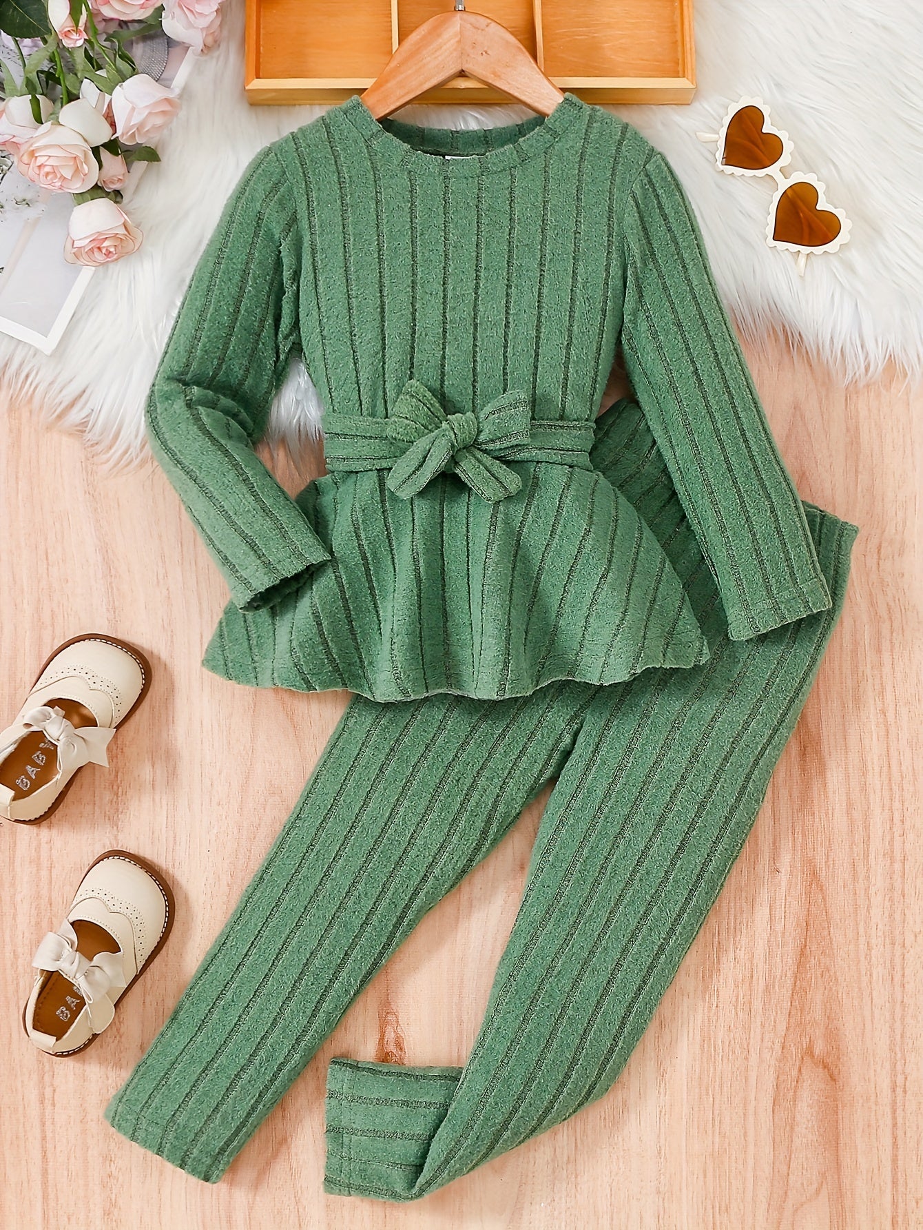 Meisjes 2-delige outfit met strik en broek