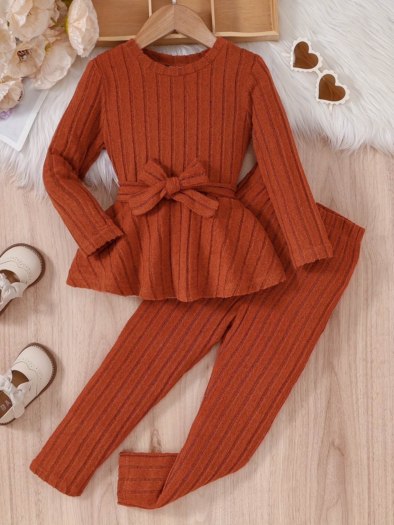 Meisjes 2-delige outfit met strik en broek