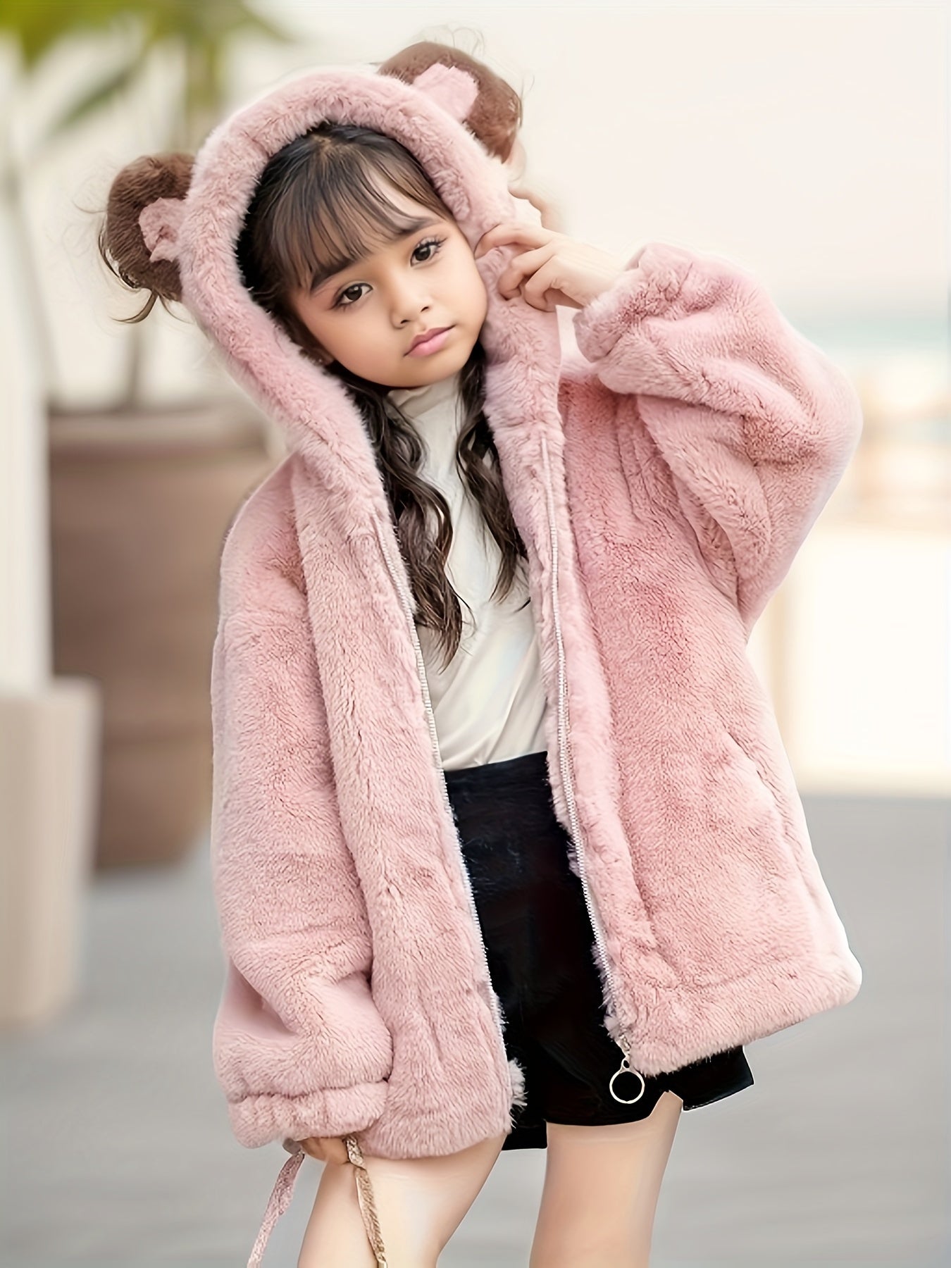 Meisjes Fleece Jas met Capuchon Oortjes
