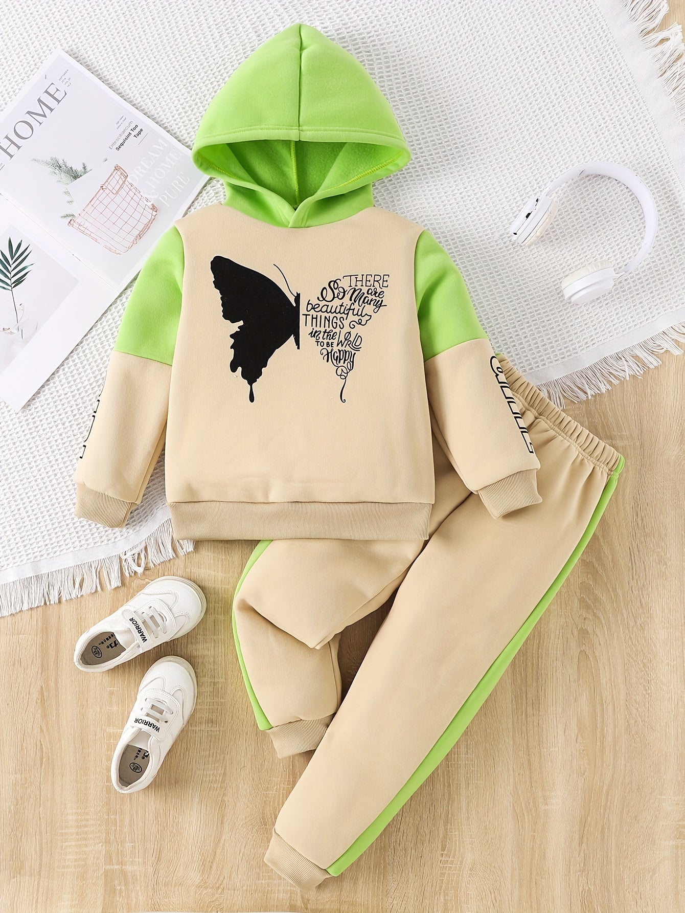 Meisjes Fleece Set met Vlinderprint