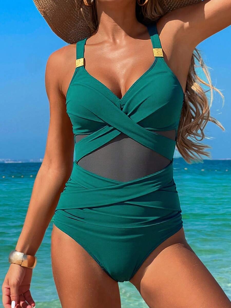 Mesh Cross Front Badpak voor Zomerdagen