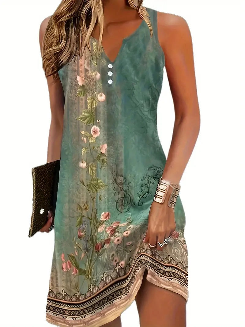 Mouwloze Jurk Angela - Elegante Bloemenprint
