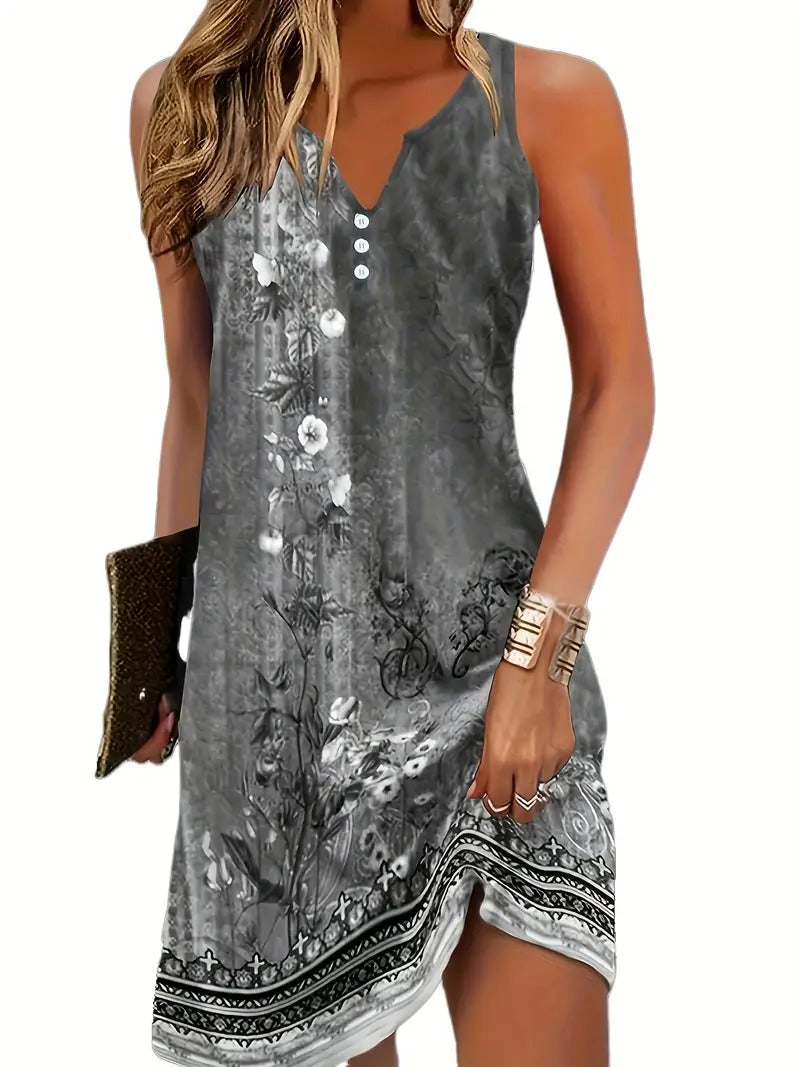 Mouwloze Jurk Angela - Elegante Bloemenprint