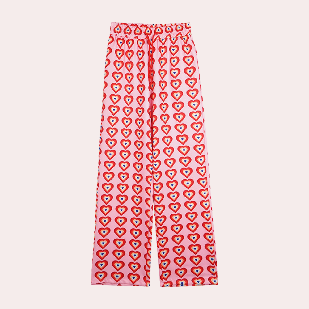 Nadine - Luchtige Zomerbroek met Hartjesmotief