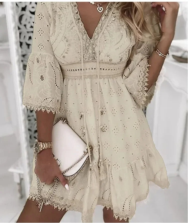 Naiara Boho Zomerjurk met Borduursel