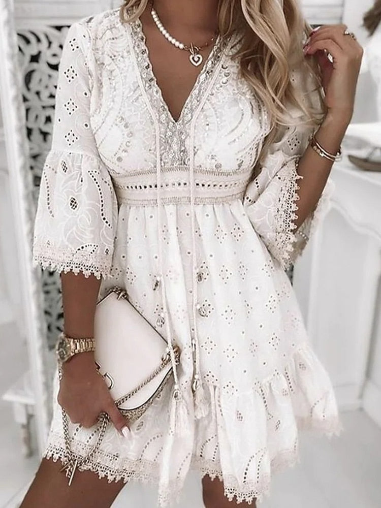 Naiara Boho Zomerjurk met Borduursel